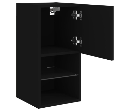 Muebles para TV con luces LED 2 uds negro 30,5x30x60 cm