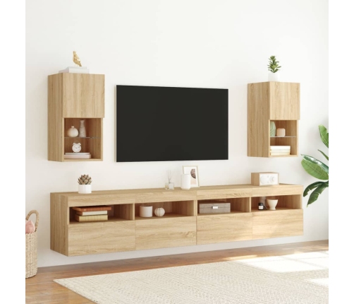 Mueble para TV con luces LED roble Sonoma 30,5x30x60 cm