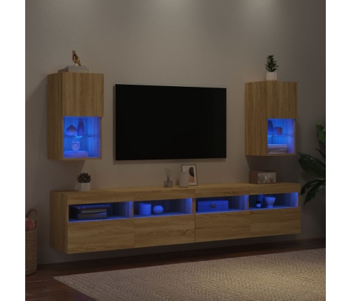 Muebles de TV con luces LED 2 uds roble Sonoma 30,5x30x60 cm