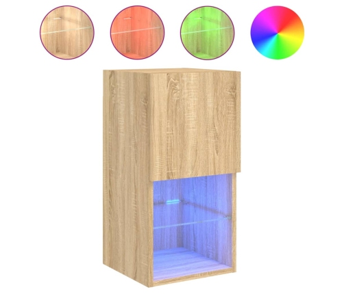 Muebles de TV con luces LED 2 uds roble Sonoma 30,5x30x60 cm