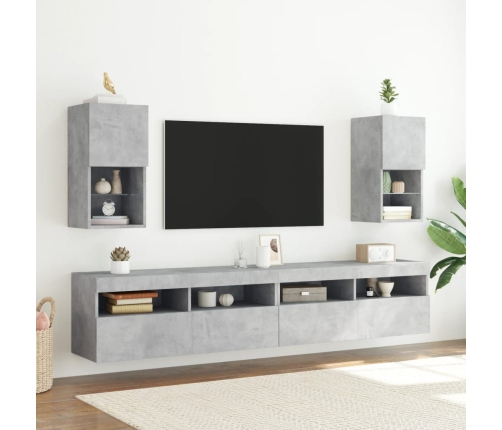 Muebles para TV con luces LED 2 uds gris hormigón 30,5x30x60 cm