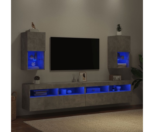 Muebles para TV con luces LED 2 uds gris hormigón 30,5x30x60 cm