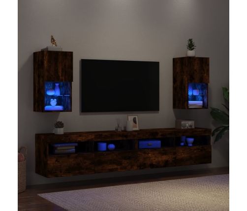 Muebles para TV con luces LED 2 uds roble ahumado 30,5x30x60 cm