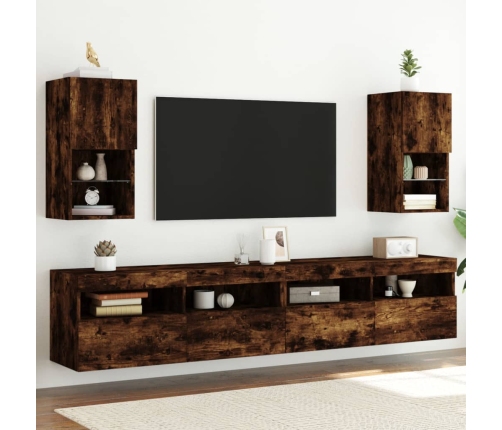 Muebles para TV con luces LED 2 uds roble ahumado 30,5x30x60 cm