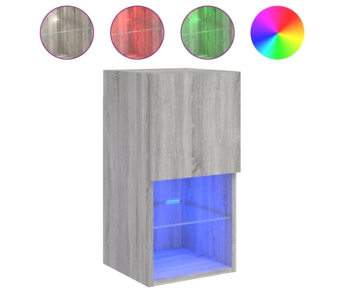 vidaXL Mueble para TV con luces LED gris Sonoma 30,5x30x60 cm