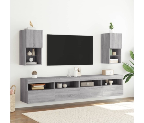 vidaXL Mueble para TV con luces LED gris Sonoma 30,5x30x60 cm