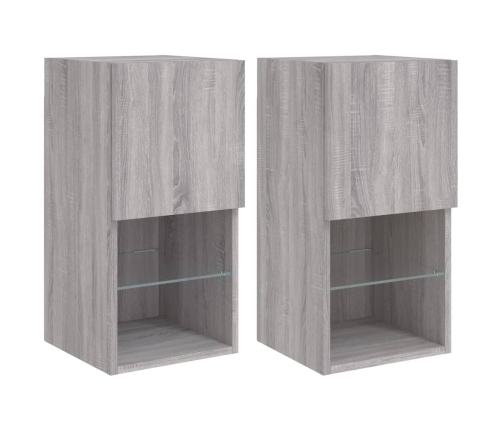 Muebles para TV con luces LED 2 uds gris Sonoma 30,5x30x60 cm