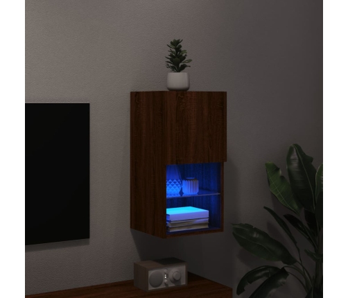 Mueble para TV con luces LED roble marrón 30,5x30x60 cm