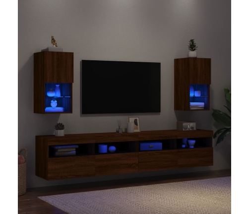 Muebles para TV con luces LED 2 uds roble marrón 30,5x30x60 cm