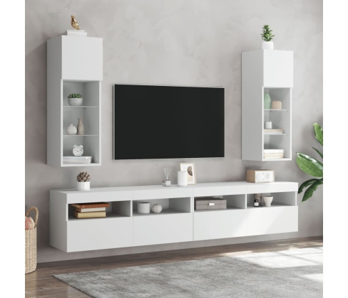 Muebles de TV con luces LED 2 uds blanco 30,5x30x90 cm