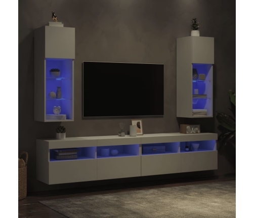 Muebles de TV con luces LED 2 uds blanco 30,5x30x90 cm