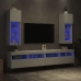 Muebles de TV con luces LED 2 uds blanco 30,5x30x90 cm