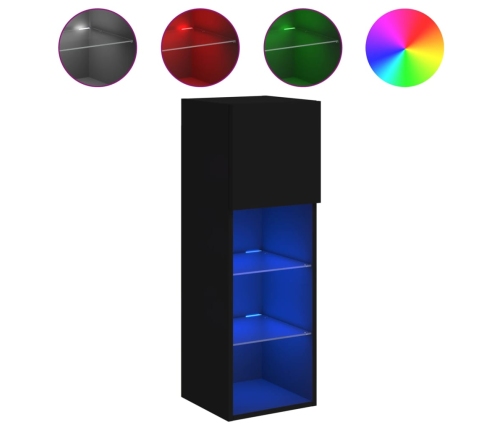 Mueble para TV con luces LED negro 30,5x30x90 cm