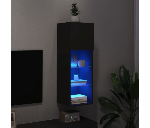 Mueble para TV con luces LED negro 30,5x30x90 cm