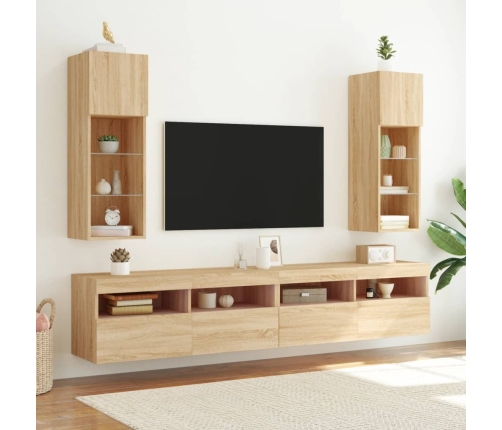 Mueble para TV con luces LED roble Sonoma 30,5x30x90 cm