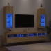 Muebles de TV con luces LED 2 uds roble Sonoma 30,5x30x90 cm