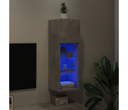 Mueble para TV con luces LED gris hormigón 30,5x30x90 cm