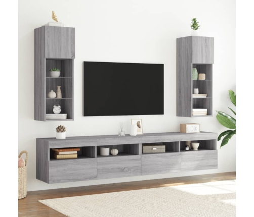 Mueble para TV con luces LED gris Sonoma 30,5x30x90 cm