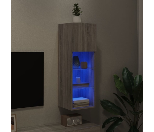 Mueble para TV con luces LED gris Sonoma 30,5x30x90 cm