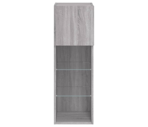 Muebles de TV con luces LED 2 uds gris Sonoma 30,5x30x90 cm