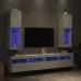 Muebles de TV con luces LED 2 uds blanco 30,5x30x102 cm