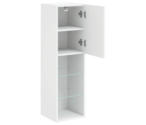 Muebles de TV con luces LED 2 uds blanco 30,5x30x102 cm