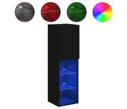 Mueble para TV con luces LED negro 30,5x30x102 cm