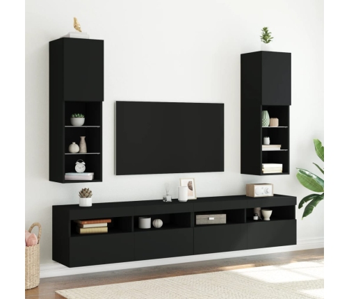 Mueble para TV con luces LED negro 30,5x30x102 cm