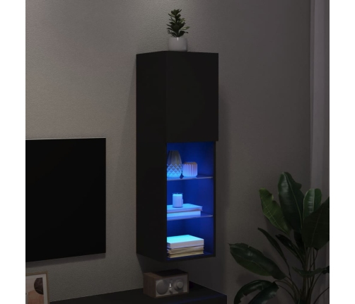 Mueble para TV con luces LED negro 30,5x30x102 cm