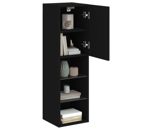 Mueble para TV con luces LED negro 30,5x30x102 cm