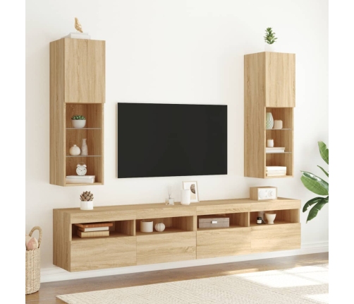 Mueble para TV con luces LED roble Sonoma 30,5x30x102 cm