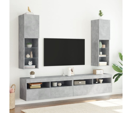 vidaXL Mueble para TV con luces LED gris hormigón 30,5x30x102 cm