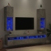 Muebles de TV con luces LED 2 uds gris hormigón 30,5x30x102 cm