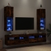 Muebles de TV con luces LED 2 uds roble ahumado 30,5x30x102 cm