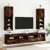 Muebles de TV con luces LED 2 uds roble ahumado 30,5x30x102 cm