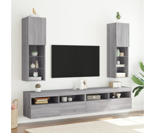 Mueble para TV con luces LED gris Sonoma 30,5x30x102 cm