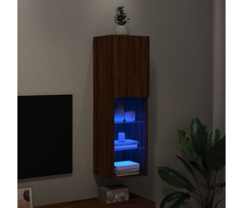 Mueble para TV con luces LED roble marrón 30,5x30x102 cm