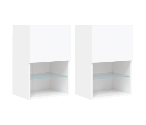 Muebles de TV con luces LED 2 uds blanco 40,5x30x60 cm