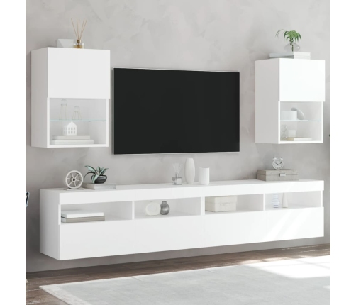 Muebles de TV con luces LED 2 uds blanco 40,5x30x60 cm