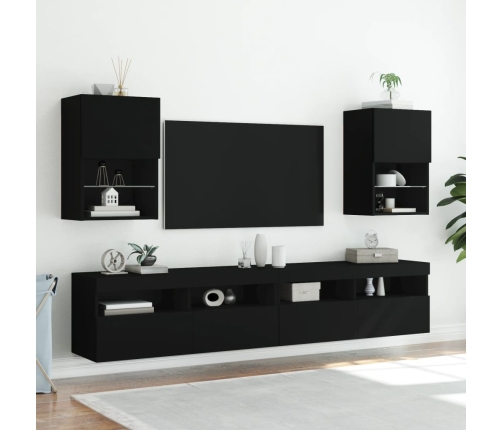 Mueble para TV con luces LED negro 40,5x30x60 cm