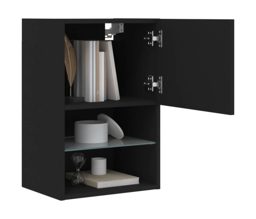 Mueble para TV con luces LED negro 40,5x30x60 cm