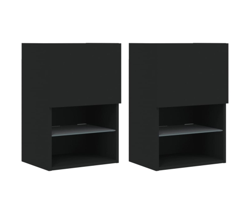 Muebles de TV con luces LED 2 uds negro 40,5x30x60 cm