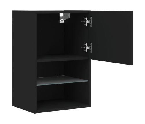 Muebles de TV con luces LED 2 uds negro 40,5x30x60 cm