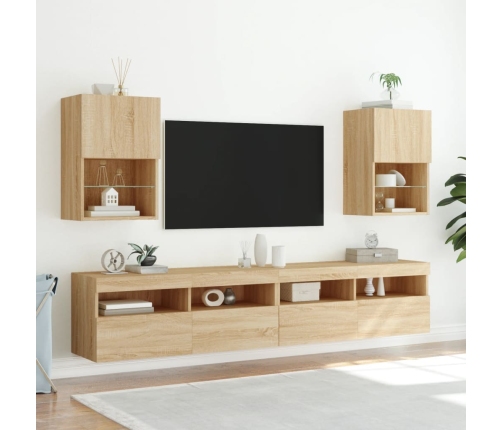 Mueble para TV con luces LED roble Sonoma 40,5x30x60 cm