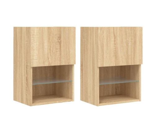 Muebles de TV con luces LED 2 uds roble Sonoma 40,5x30x60 cm