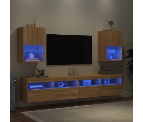 Muebles de TV con luces LED 2 uds roble Sonoma 40,5x30x60 cm