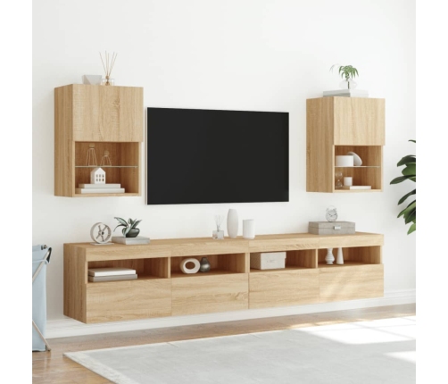 Muebles de TV con luces LED 2 uds roble Sonoma 40,5x30x60 cm