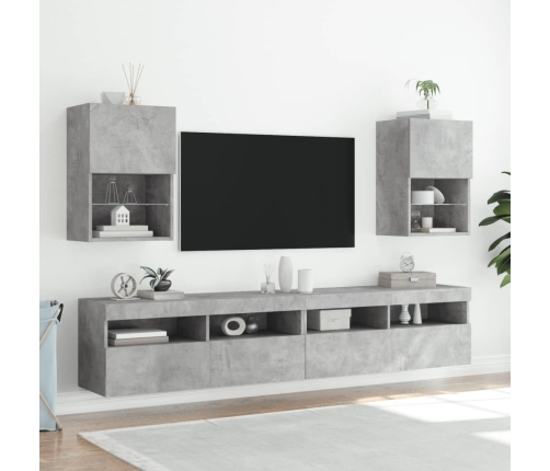 Mueble para TV con luces LED gris hormigón 40,5x30x60 cm