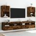 Muebles de TV con luces LED 2 uds roble ahumado 40,5x30x60 cm