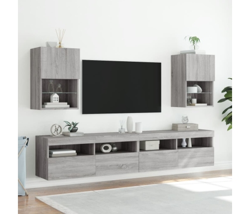 Mueble para TV con luces LED gris Sonoma 40,5x30x60 cm